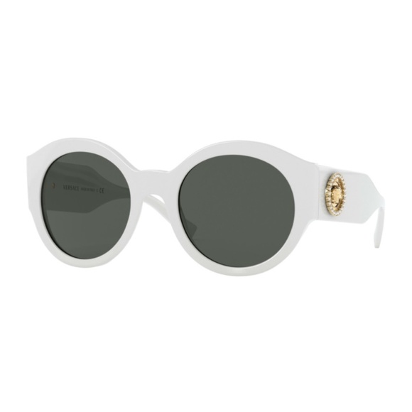 Versace 4380B 401/87 54 White Gold Round Sunglasses